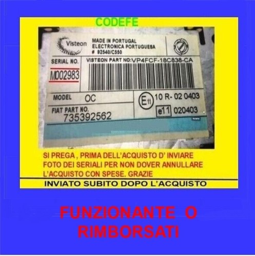 Codice sblocco fiat stilo - fiat,
