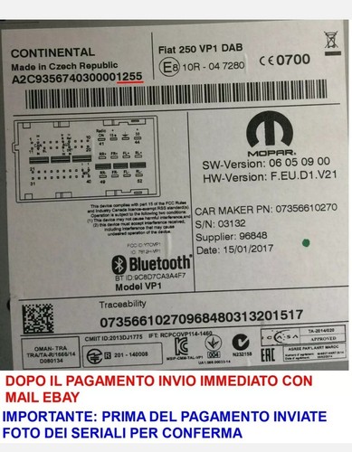 Codice radio continental fiat - codice,
