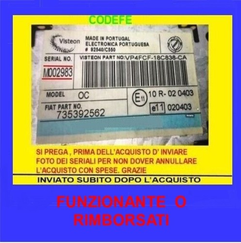 Codice sblocco radio fiat - radio,