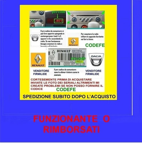 Renault dacia sblocco codice - dacia,
