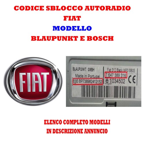Codice sblocco autoradio - codice,